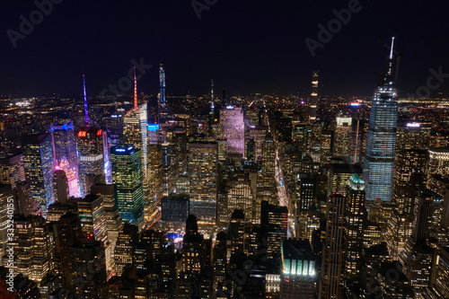 Night city view of New York from Empire State Building