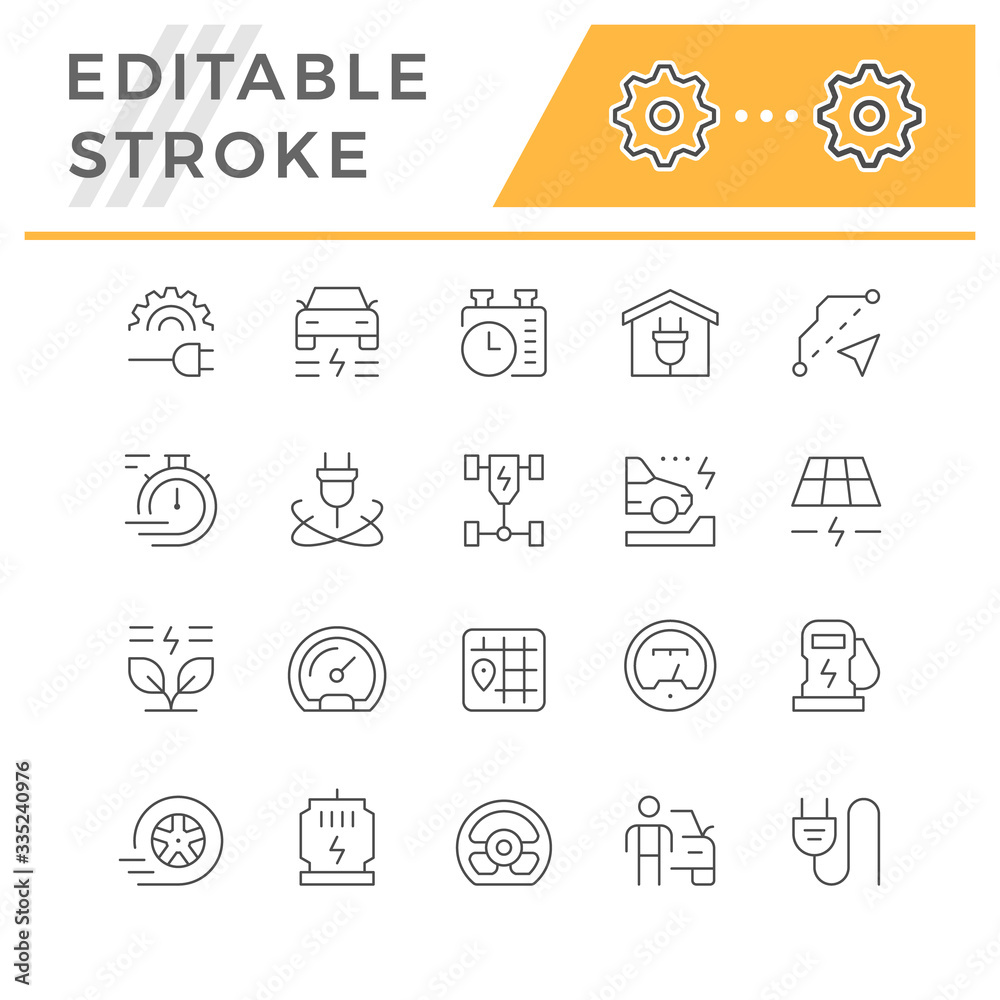 Set line icons of electric car Set line icons of electric car
