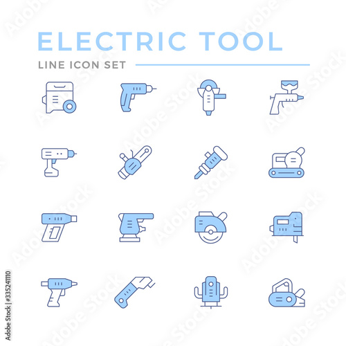 Set color line icons of electric tools