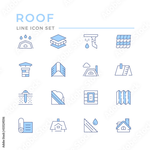 Set color line icons of roof