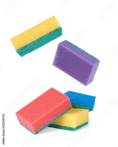 sponge for washing dishes isolated on white background