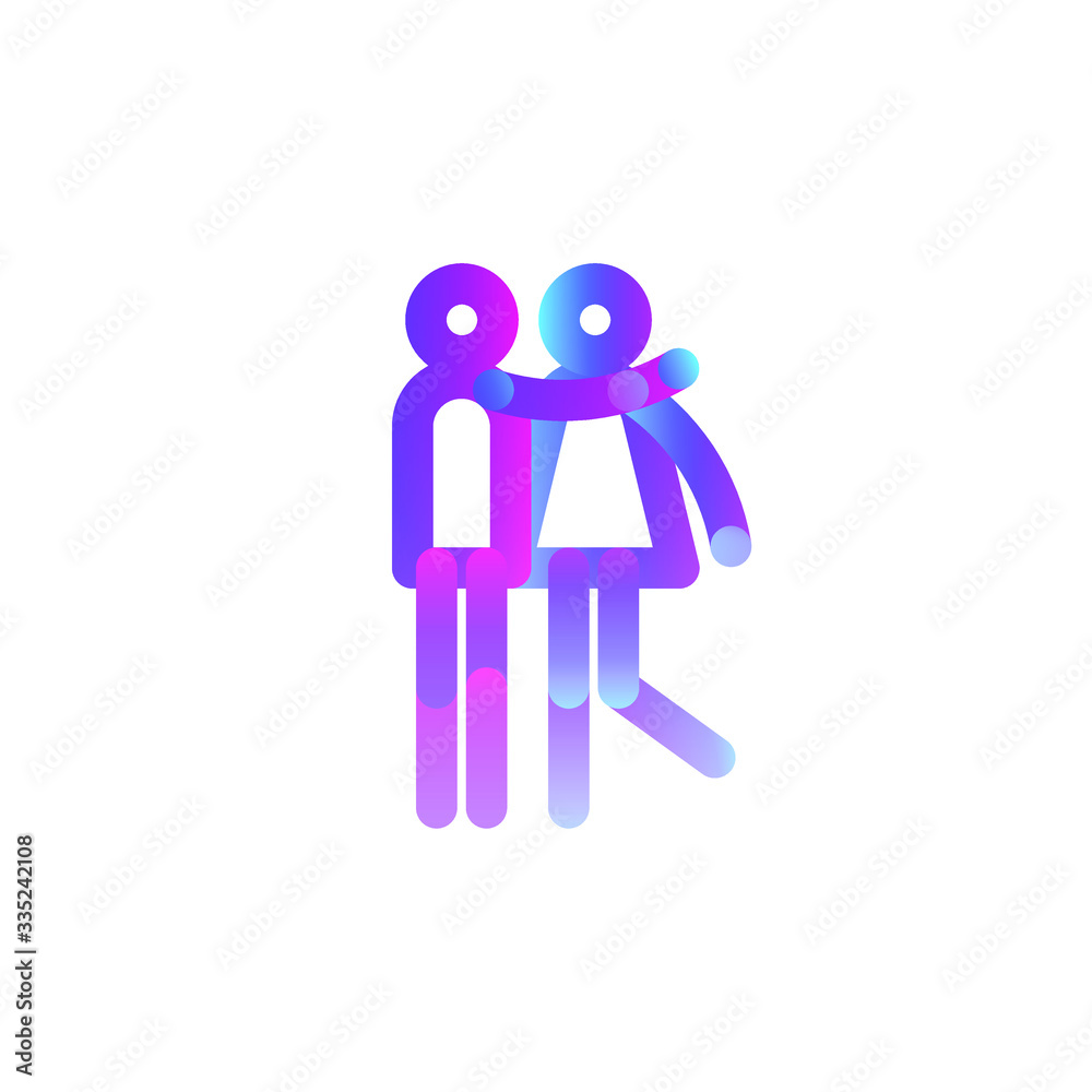 Pictogram of happy friends. Color illustration on a white background. Isolated vector. EPS 10 Pictogram of happy friends. Color illustration on a white background. Isolated vector. EPS 10
