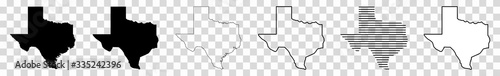 Texas Map Black | State Border | United States | US America | Transparent Isolated | Variations
