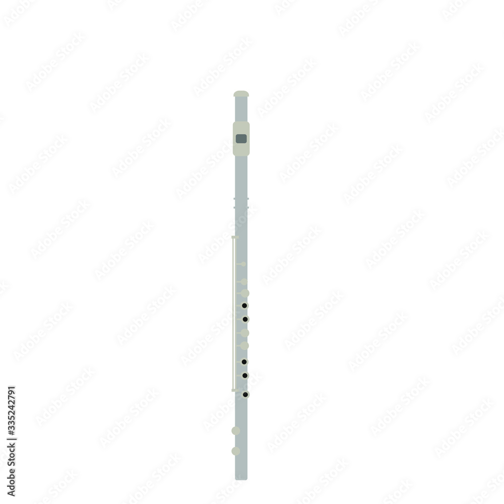 transverse flute musical instruments on white background