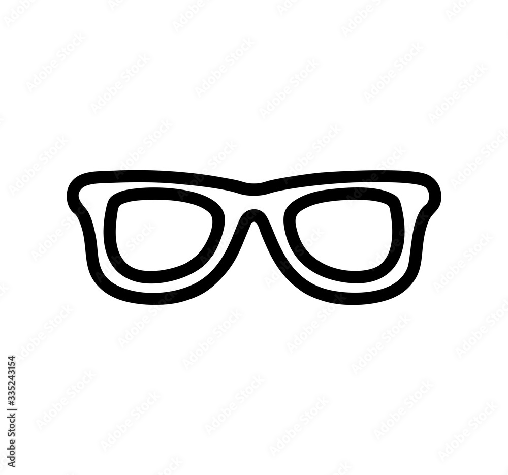 Reading or sun glasses in black and white vector isolated for signs, logo, apps or website Reading or sun glasses in black and white vector isolated for signs, logo, apps or website