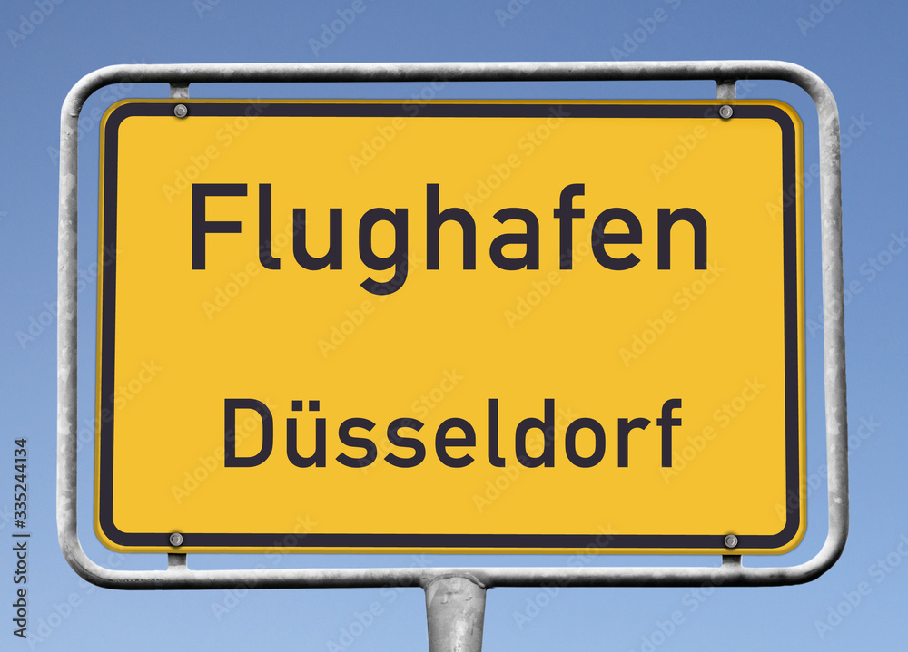 Flughafen Düsseldorf, Ortstafel (Symbolbild) Flughafen Düsseldorf, Ortstafel (Symbolbild)