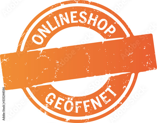 siegel orange Button Onlineshop geöffnet mit Freiraum für Website