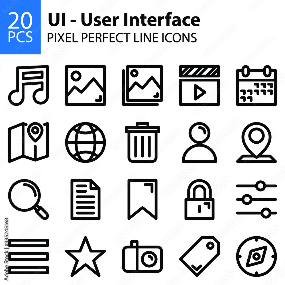 UI user interface line icons pixel perfect UI user interface line icons pixel perfect