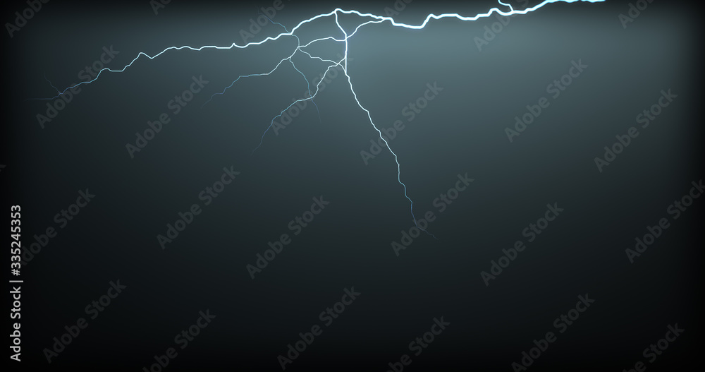 Lightning strikes on a black background with realistic reflections Lightning strikes on a black background with realistic reflections