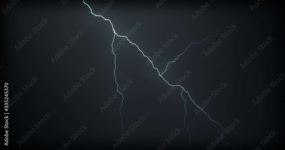 Lightning strikes on a black background with realistic reflections Lightning strikes on a black background with realistic reflections