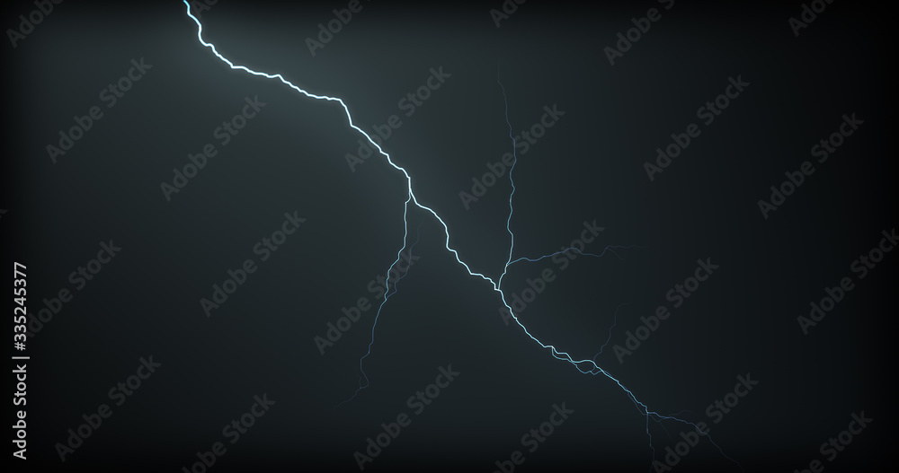 Lightning strikes on a black background with realistic reflections Lightning strikes on a black background with realistic reflections