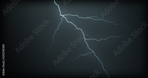 Lightning strikes on a black background with realistic reflections
