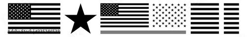 US Flag American Black | USA Flags | United States Country | America Symbol | Isolated | Variations