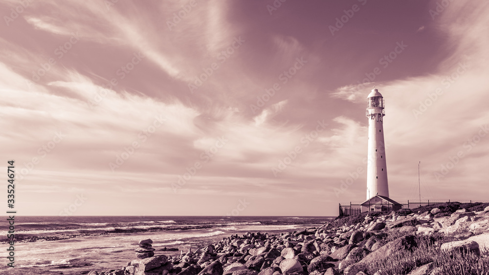 Fototapeta premium Slangkop Lighthouse near the town of Kommetjie in Cape Town, Sou