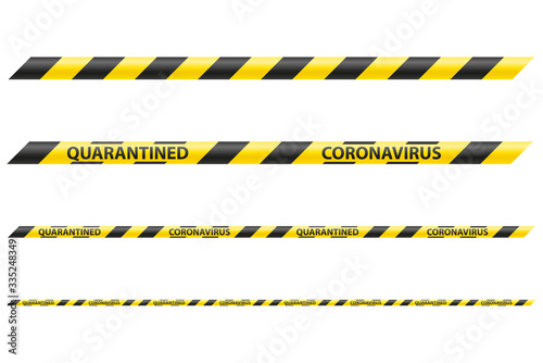 striped security tape prohibiting passage due to coronavirus covid-19 epidemic vector illustration © kontur-vid