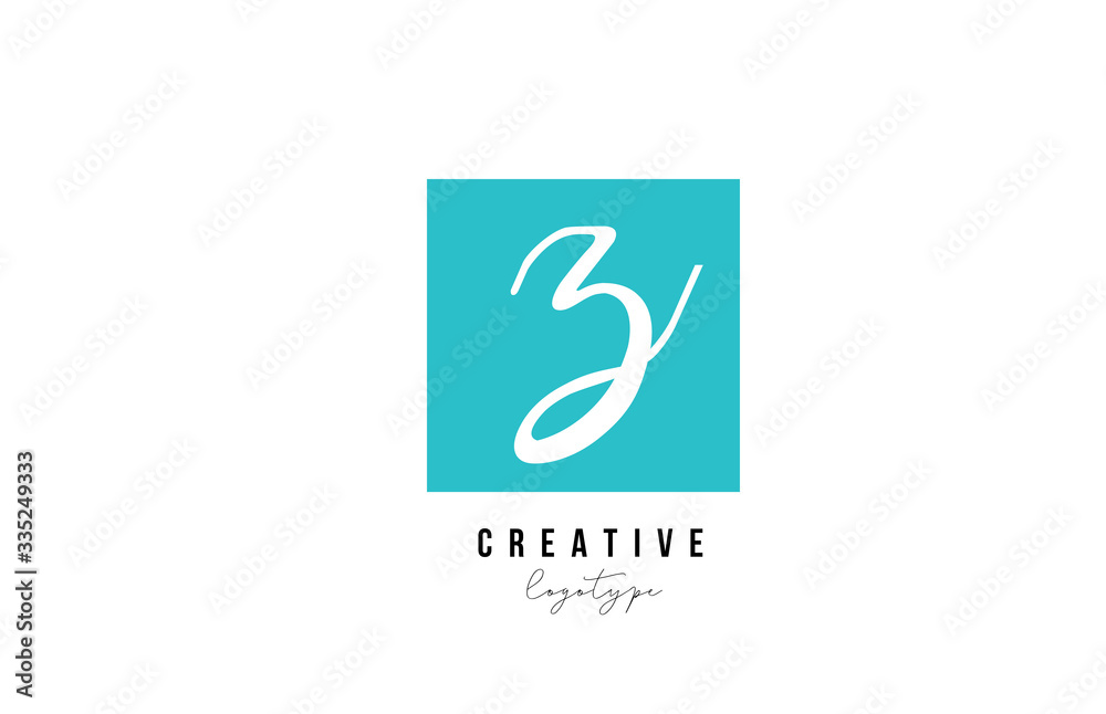 blue Z square alphabet letter logo icon design for company and business