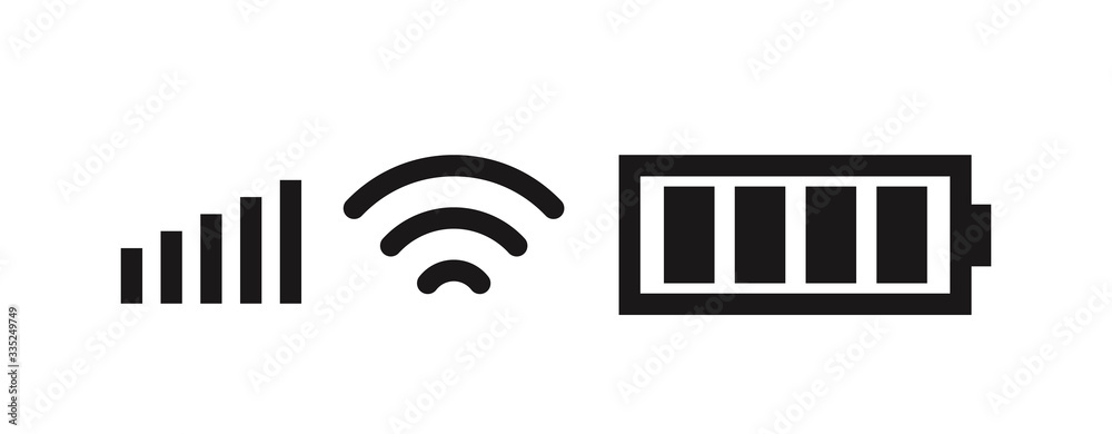 Fototapeta premium Wifi signal strength, battery charge level. Vector