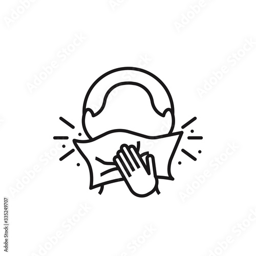 Covering Mouth with tissue while sneezing. Vector