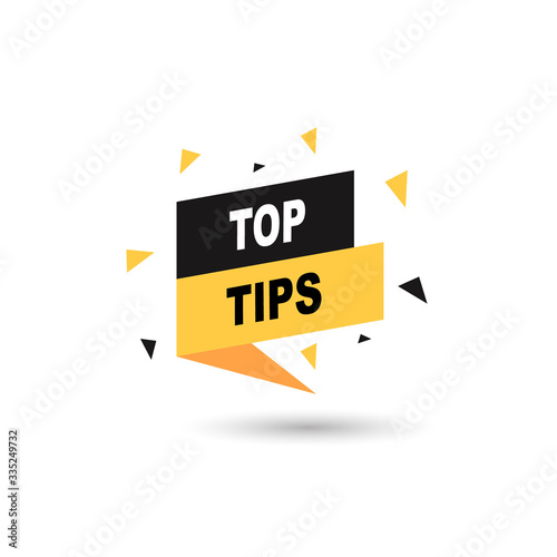 Top Tips speech bubble. Vector