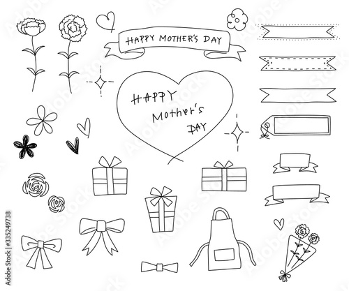 母の日の手描きイラストセット かわいい ベクター 素材 Stock Illustration Adobe Stock