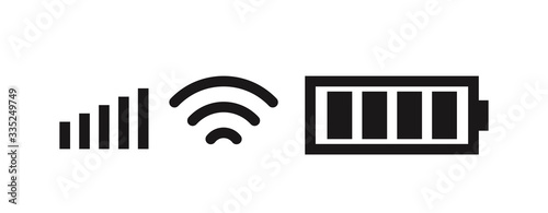 Wifi signal strength, battery charge level. Vector