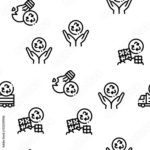 Recycle Factory Ecology Industry Seamless Pattern Vector Thin Line. Illustrations