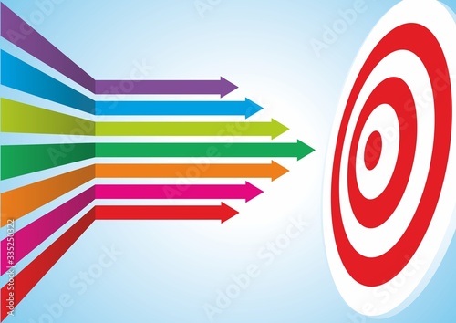 Vector illustration, colorful design with arrow and target.