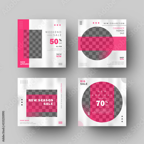 Minimalist Red White Social Media Feed Post Banner Template