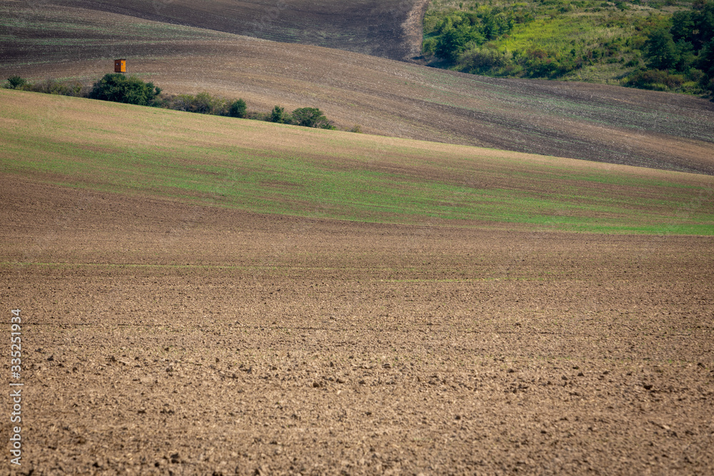Moravia, countryside fields, rural Czech Republic