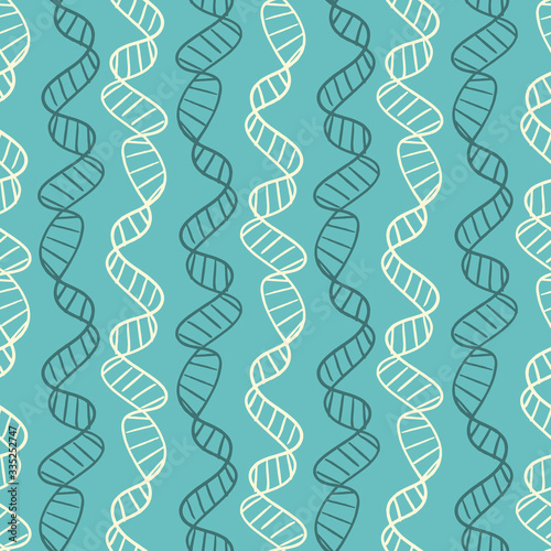 Hand-drawn DNA seamless pattern. Abstract pattern based one DNA doodles.