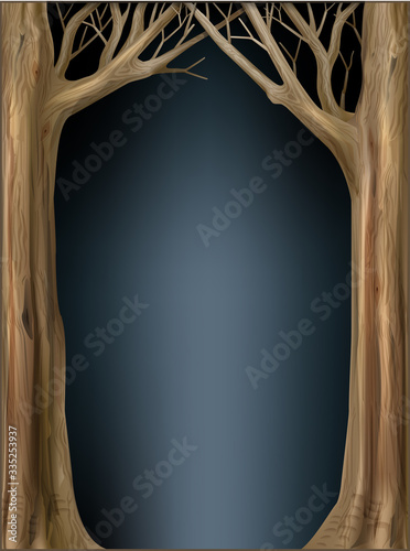 Eco frame from tree trunks and branches