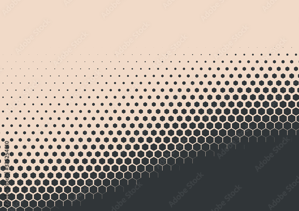 2D Abstract Geometric Wave Hex Halftone Pattern