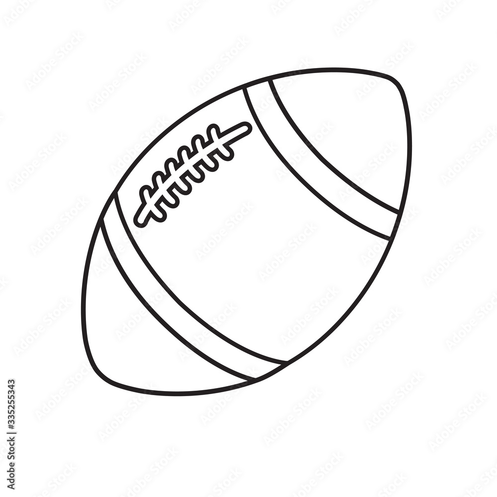 Rugby football ball line icon isolated on a white