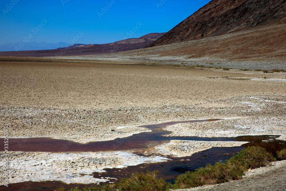 California / USA - August 22, 2015: The salt lake landscape in Death Valley National Park, California, USA