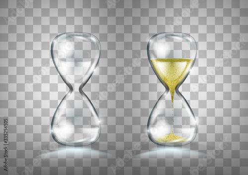 Empty And Full Gold Glitter Transparent Hourglass