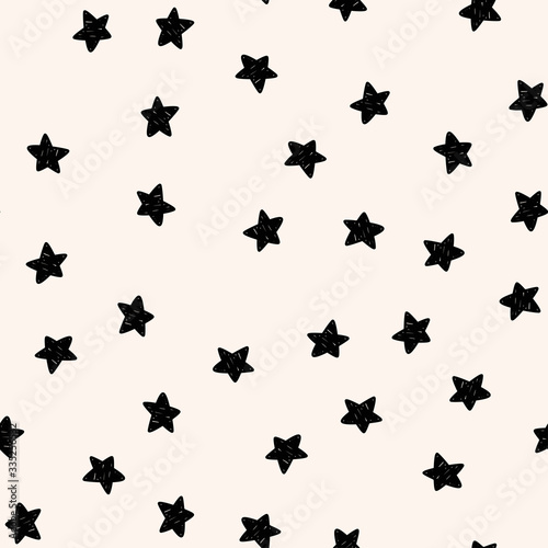 Stars seamless pattern. Black symbols graphic background. © Elena