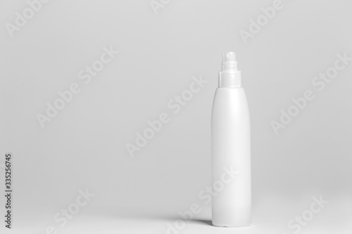 close up of a white bottle on white background with clipping path