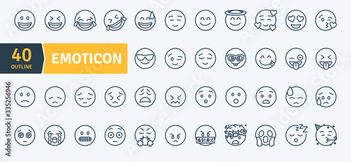 Emoticons Thin Line Pack. Vector scalable icons photo