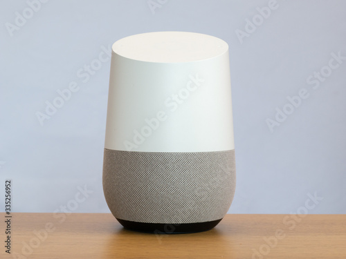 smart home speaker device product shot on white