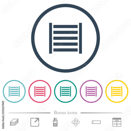 Railway flat color icons in round outlines