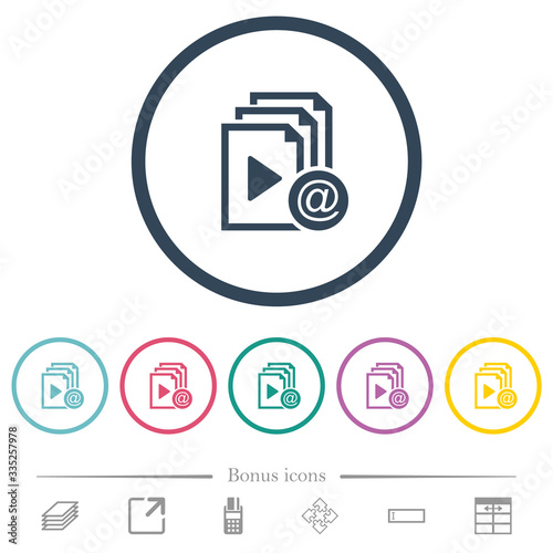 Send playlist via email flat color icons in round outlines