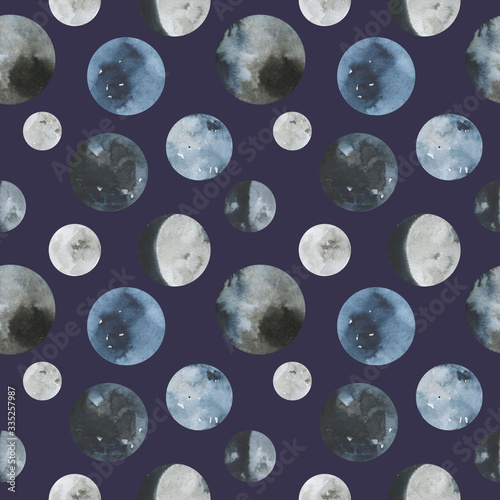 Seamless pattern child background. Moon and stars.