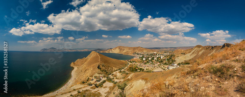 Nice summer Crimea Ukraine Black Sea coast landscape panorama 