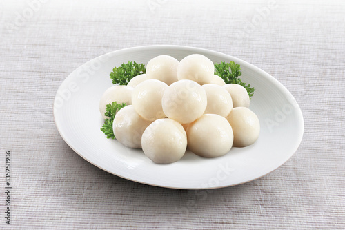 Canvas Print Asian traditional snacks fish balls on plate