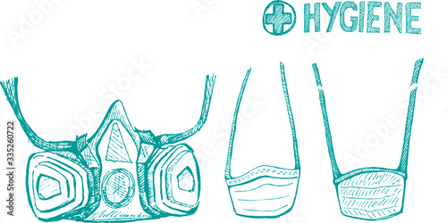 Corona, Covid, Covid19, Covid-19, Covid 19, Pandemie, Illustration, Zeichnung, Rollerpen, Mask, 3M Mask, respirator, Gas, Gasmask, Mundschutz, 	
face mask, surgical, mask protective mask, sketching