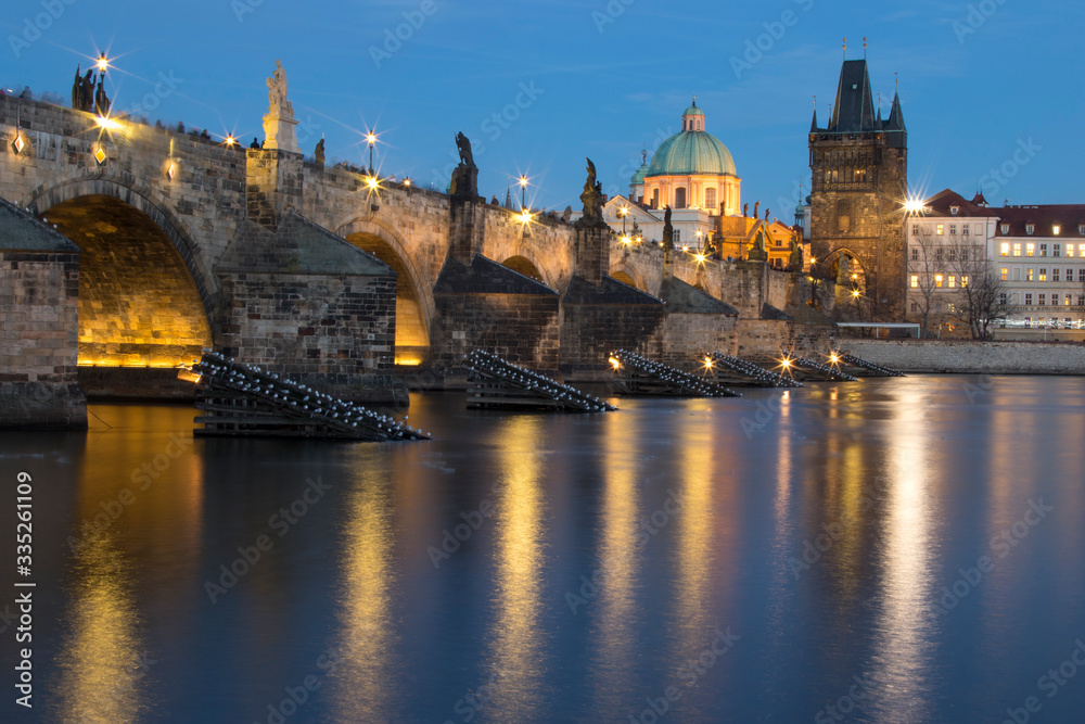 
Old Prague night. The Charles Bridge