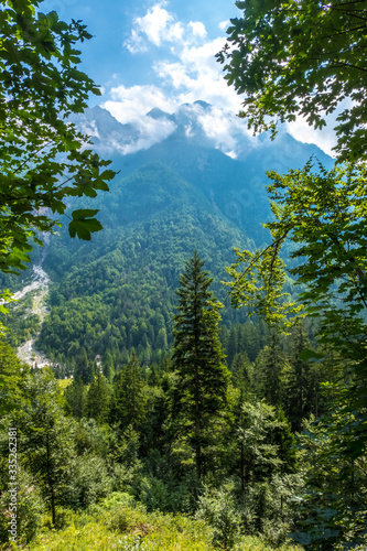 Scenic view of alpine landscape in Triglav national park. Julian alps, Triglav, Slovenia