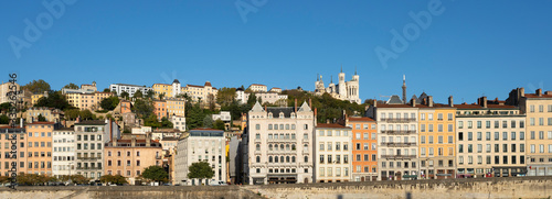 View of Lyon city with big blue sky