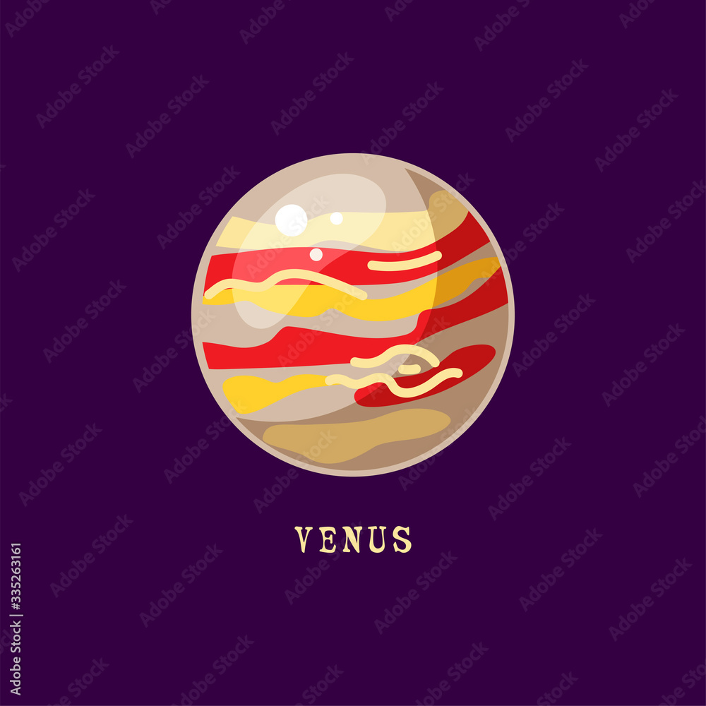 Venus planet for logo, outer space, symbol. Vector illustration isolated on background. Flat style design. Venus planet for logo, outer space, symbol. Vector illustration isolated on background. Flat style design.