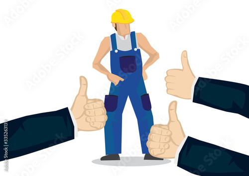 Worker getting praises for doing a good job. Concept of hardwork, recognition or appreciation.